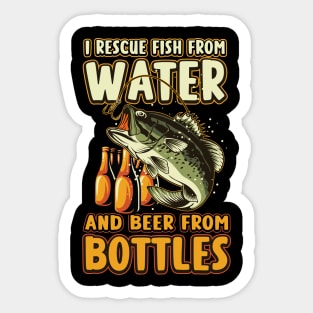 I Rescue Fish From Water And Beer From Bottles Funny Fishing Sticker